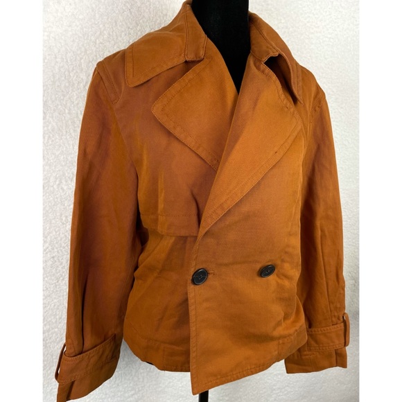 VINCE • Dark Sienna Cropped Linen-Cotton Jacket - Picture 7 of 16